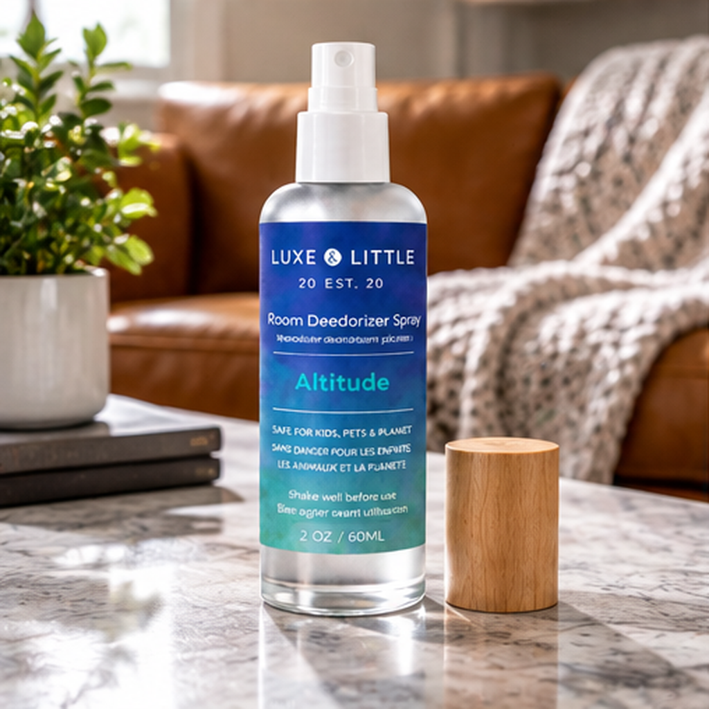 Altitude room spray in a cosy naturally lit living room