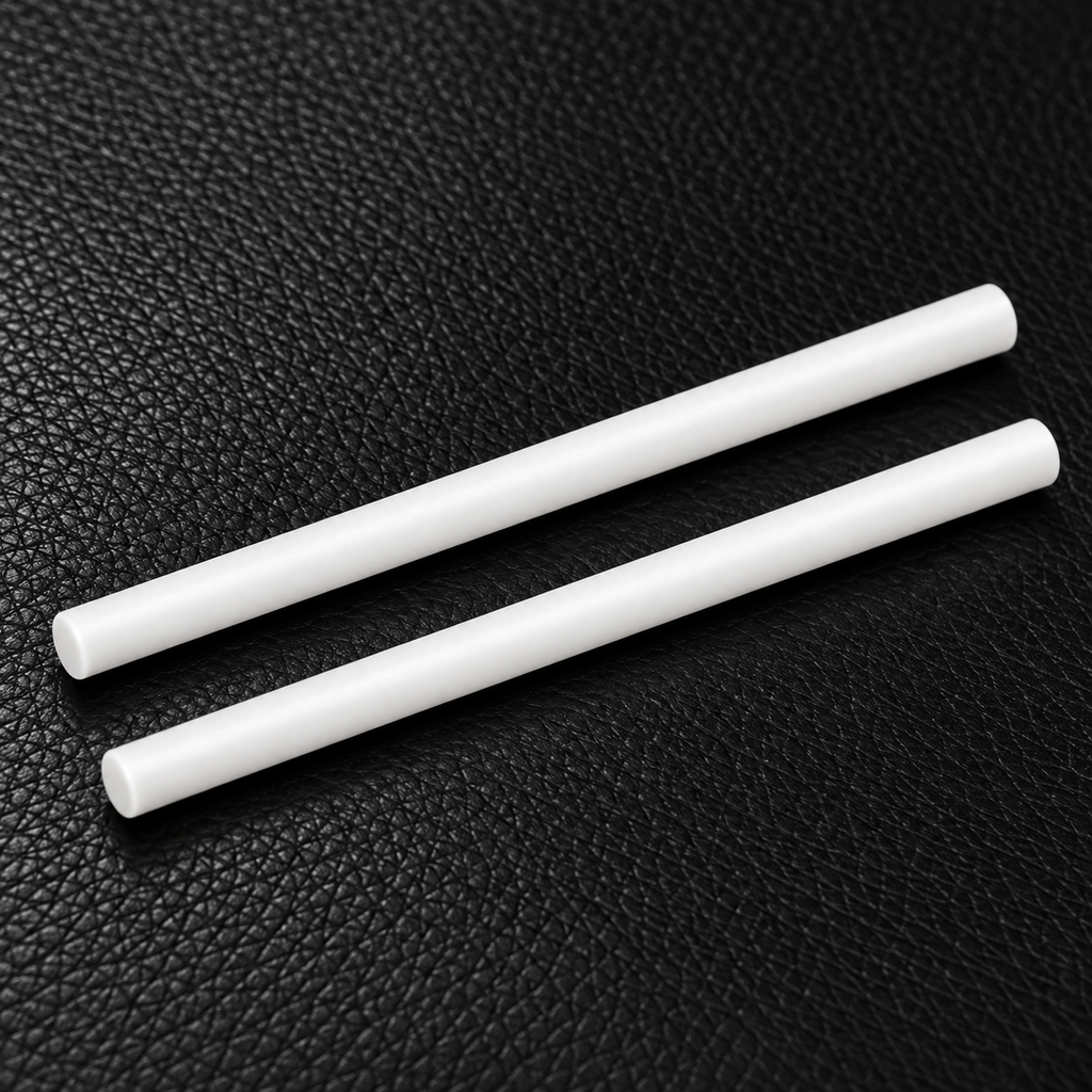 Two slim white Roadrunner diffuser refill sticks displayed on black leather